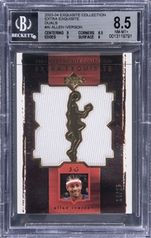 2003-04 UD "Exquisite Collection" Extra Exquisite Duals #AI Allen Iverson Jersey Card (#14/25) - BGS NM-MT+ 8.5